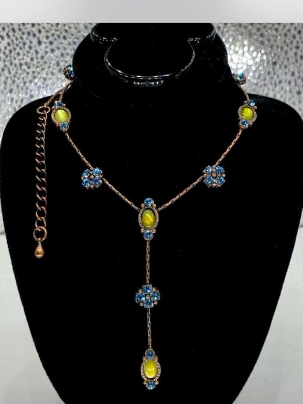 Ladies *** Designer ^^^  Gold / Turquoise  Statement Necklace  ^*^ 
Bonus !!! 👀